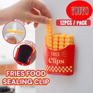 12Pcs/Set French Fries Food Bag Storage Clip Sealing Clip With Refrigerator Magnetic Holder Snack Ba
