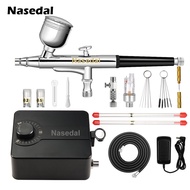 Nasedal 0.3mm Airbrush 36psi Auto Stop Air Compressor kit Dual-action Airbrush Spray Nail Paint Art 