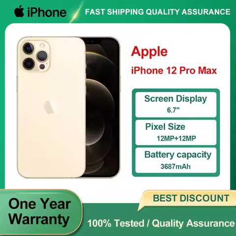 Original Unlocked Used Apple iPhone 12 Pro Max 5G Mobile Phone Face ID 6.7" 128/256GB ROM 12MP Camer