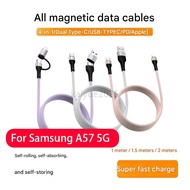KAIYUE Magnetic-attachment woven storage dual Type-C 100W fast charging cable is suitable for  Samsu