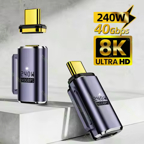 USB4 40Gbps 240W Thunderbolt3 Magnetic Adapter USB C To Type C Fast Charge Magnet Converter Cable 8K