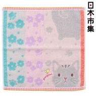 其他品牌 - 日本Uchino Royalcrest 小方巾 純棉 花花腳印 貓仔粉紅 (506)【市集世界 - 日本市集】
