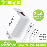 BAVIN 2.4A Fast Charger Mini Universal Charger Quick Charger for Micro / Apple / Type-C PC516