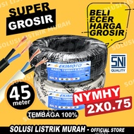 Kabel Listrik NYMHY NYYHY SNI Serabut Tembaga 2x0,75 1 ROLL 45 METER FULL 2x0.75 NYY HYO Kabel Hitam Putih Tembaga Asli