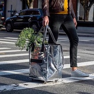 可摺疊購物車 銀色 時尚買菜旅行包 帶蓋折疊拖輪