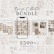 2500+ Neutral Brown Beige Instagram Templates Boho Canva Post Story Template IG Aesthetic Highlight