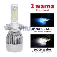 Ready Stock 2PCS C6 H4 LED Headlamp 2 color car Headlight 9003 Fog Light HB2 Fog Lamp Hi/Low Beam 80