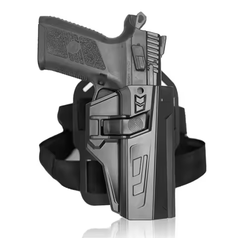 Tactical CZ P07 P09 Drop Leg Thigh Holster Pistol Gun Holster With Belt Loop Auto-Lock Palstic-Steel