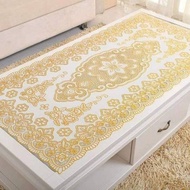 (GS) D2 Table Cloth / Rectangular Guest Table Cloth with Gold Floral Motif Size 40x83cm PVC Material
