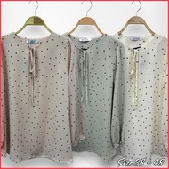 Woman Blouse Polka Dot Tie Neck Full Sleeve