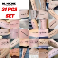 BLINKINK 31 Sentences Set Artistic English Temporary Tattoo Lasting For 2 Weeks Waterproof