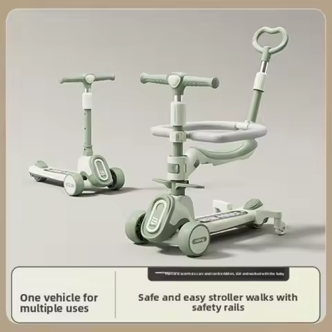 Foldable Kids Scooter Seat Convertible Push Sit Ages One Three Six Twelve European Children's Scoote