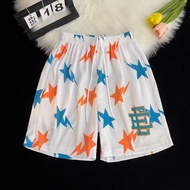 [3 Colors] EE Mens American Street Star Printed Shorts Summer Quick-drying Above Knee Trend Basketba