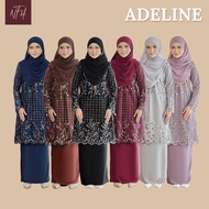 NFH Boutique - ADELINE baju kurung moden cantik material lace cutting A cut + material sutera pearl