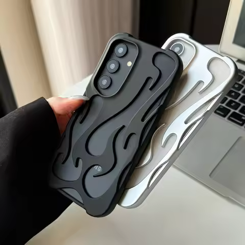 3D Flame Hollow Out Case for Samsung Galaxy S25 Ultra Plus S24 S23 S22 A16 A15 A55 A06 5G Cover Shoc