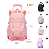 Trolley School Bag with Wheels Staircase Girl Boy  Primary School Detachable Backpack Wheeled  Waterproof Large Size Kids Birthday Gift Present Y1649