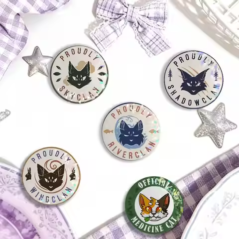 Cartoon Cute Warrior Cats Book Laser Badge Creative Brooches Backpack Accessories Make Great Gifts F
