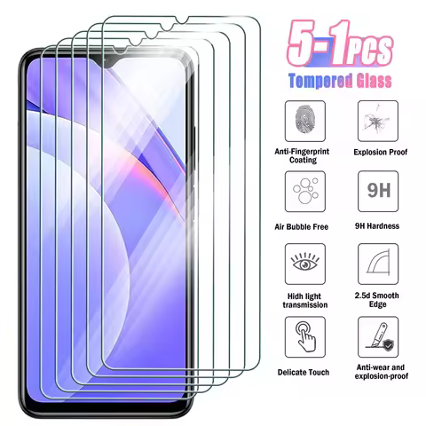 5-1Pcs Tempered Glass for Xiaomi Redmi Note 9 8 7 pro Screen Protector for Redmi Note 8T 9T 9S