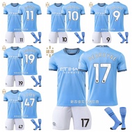 2024-25 Season Manchester City Home Football Kids Jersey Kit Haaland De Bruyne Foden Grealish Doku A