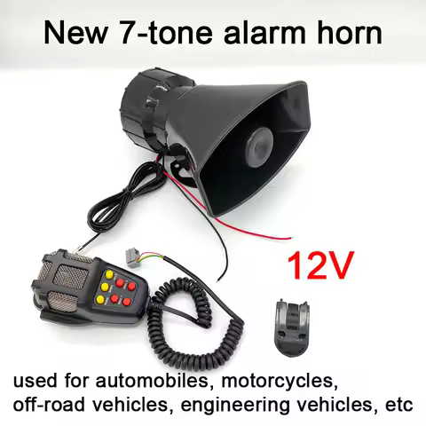 Car Motorcycle Warning Alarm Truck Alarm Loudspeaker 12V Siren Air Horn Megaphone Police Firemen Car