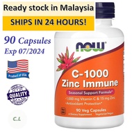 Now Foods, C-1000 Zinc Immune, Vitamin C 1000 mg and Zinc 15 mg , 90 Veg Capsules [EXP 07/2024]
