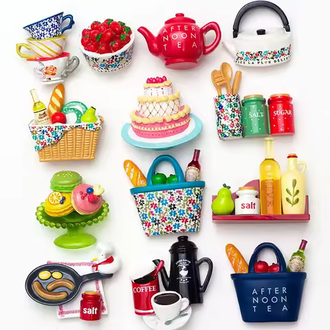3D Resin Simulation Food Fridge Magnet Afternoon Tea Souvenir Kitchen Tool Decoration Message Post S