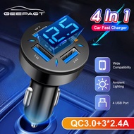Geepact Car Charger Quick Charge3.0 CigaretteLighter Multifunctional Car Charger 4 USB Fast Charger Digital LED Voltage Detection Super Charge Power Delivery Quick Charge Adapter Support 12V 24V Car