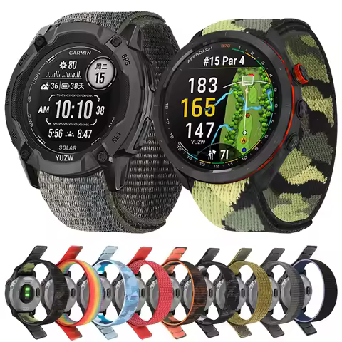 26mm 22mm Nylon Loop Strap For Garmin Instinct 2X Forerunner 965 955 S70 S60 S62 Adjustable Elastic 