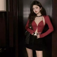 PinkLotus Store cardigan with strap bra with sexy zipper A5925
