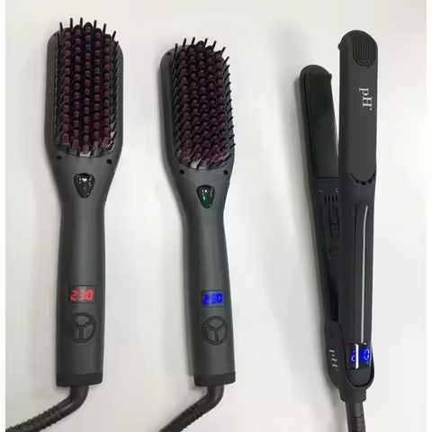 Hair Straightener Brush Temp Control Large Plate Straightener Hair Comb Ionic Hair Straightener Comb