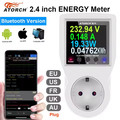 AC85V-265V Digital Power Wattmeter Electricity consumption Kwh Energy Meter watt Wattage Meter EU US