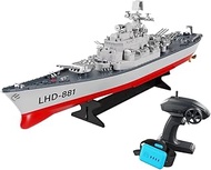 efaso RC Battleship LHD-881 Remote Control Boat 1:390 Battery Alarm 2.4 GHz Remote Watch