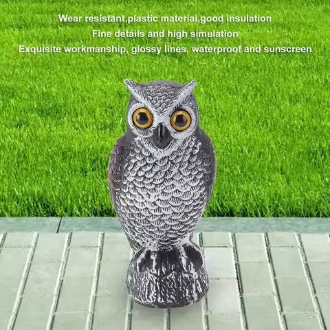 Owl Bird Deterrent Garden Plastic Owls to Keep Birds Away Waterproof Sunscreen Owl to Scare Birds Aw