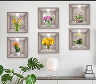 Wallpaper Stiker Dinding 3D motif bunga isi 6 pcs Stiker