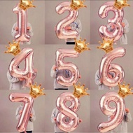 2 in 1 Crown Giant Rosegold Number Foil Balloon Birthday Party Decoration