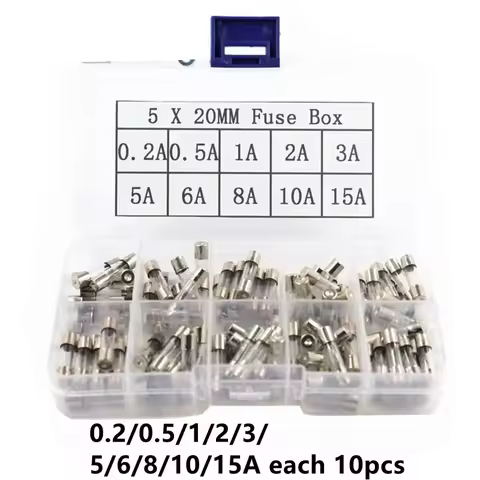 100Pcs/Set 5x20mm Quick Blow Glass Tube Fuse Assorted Kits,Fast-blow Glass Fuses 0.2A 0.5A 1A 2A 3A 