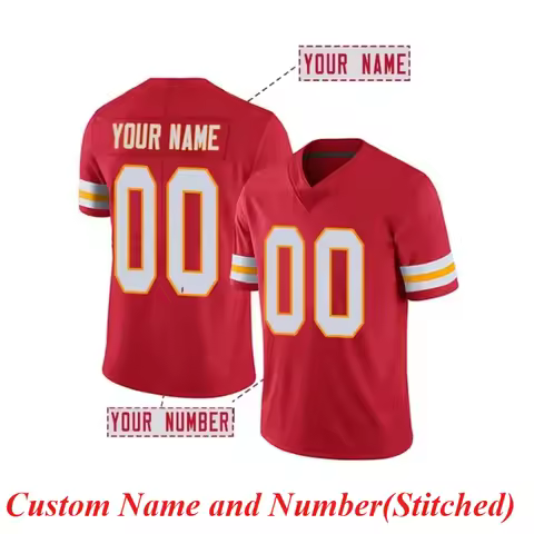 Customized Name And Number Men's V-Neck Embroidered American Kansas City Football Jersey Personalize