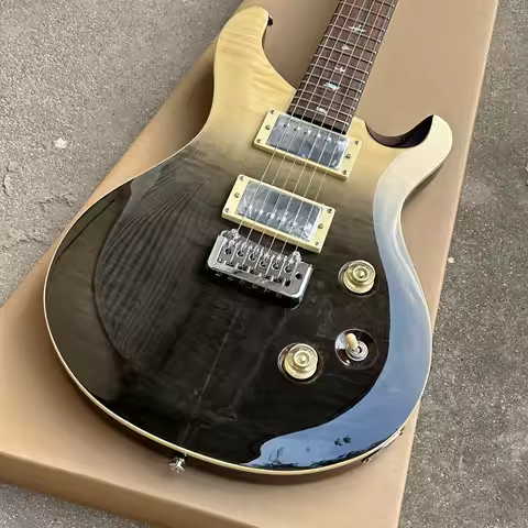 PRS Style Custom24 Electric Guitar, Black Quilted Maple Top, Dual Humbuckers.