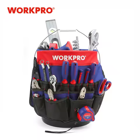 WORKPRO 5 Gallon Bucket Tool Organizer Bucket Boss Tool Bag with 51 Pockets Fits to 3.5-5 Gallon Buc