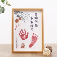 One Year Old Hand Footprint Picture Frame Baby Full Month Hand Footprint Souvenir Hundred Days Handp