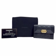 CHANEL Boy 荔枝皮 多摺 迷你銀包