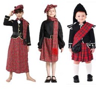 萬聖節服裝英國士兵兒童男女演出蘇格蘭紅格子cosplay儀仗隊民族