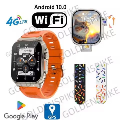S10 Ultra Smartwatch 4G 5G Android Smart Watch With Rotating Camera 4G/5G LTE WIFI NFC GPS Google Pl