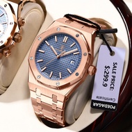 POEDAGAR Branded Gold Watch For Men Waterproof Original Relo Stainless Steel Luminous Chronograph Me