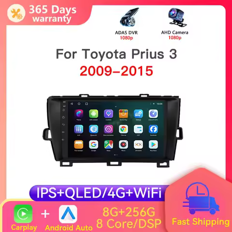 2DIN Car Multimedia Player For Toyota Prius 3 2009‑2015 AM FM RDS Wireless CarPlay Android Auto GPS 