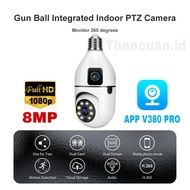 IP Camera CCTV WIFI Indoor 8MP Dual Lens Bulb Camera 360 PTZ Kamera CCTV HP Jarak jauh