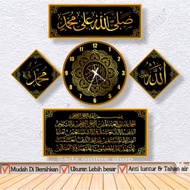 Unique wall clock gold calligraphy clock set