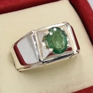 天然未加熱未處理綠色祖母綠寶石戒指 潘傑希爾祖母綠