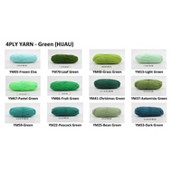 4ply Yarn(Green) Crochet Knitting Yarn 4 Ply Milk Cotton Benang Kait