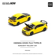 HONDA Pop Race Civic Type-R FL5 Yellow open engine hood PR64-062 Mini Scale Diecast Miniature Car Di